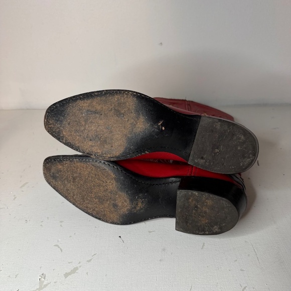 ACME Rare Vintage Red Black Shorty Cowgirl Cowboy Western Boots Women’s Size 7.5 - Picture 7 of 9